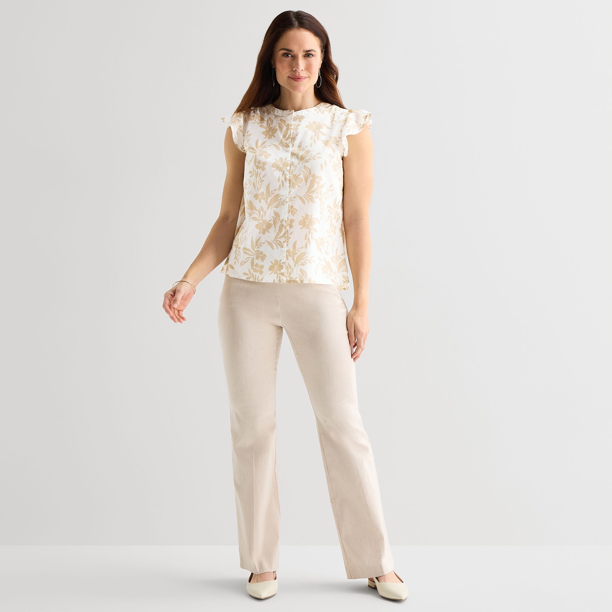 Liz Claiborne Cotton Womens Crew Neck Sleeveless Blouse