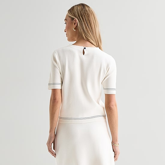 Liz Claiborne Womens Crew Neck Short Sleeve Pullover Sweater
