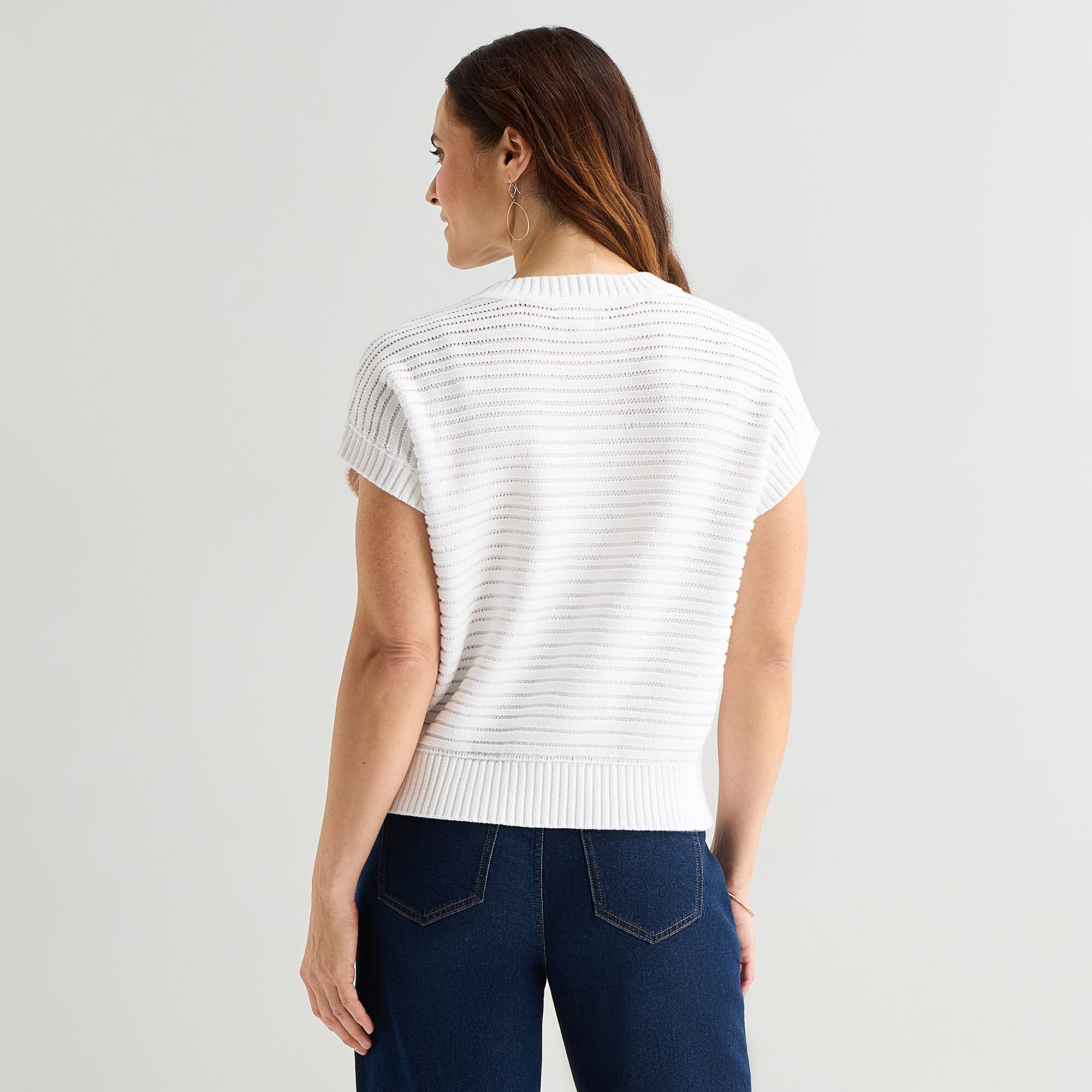 Liz Claiborne Womens Crew Neck Short Sleeve Pullover Sweater