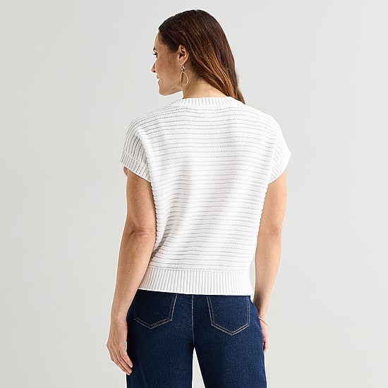 Liz Claiborne Womens Crew Neck Short Sleeve Pullover Sweater