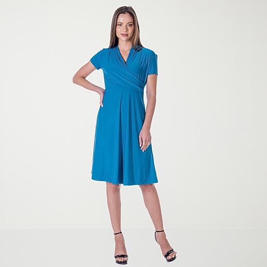 24seven Comfort Apparel Womens Short Sleeve Wrap Dress