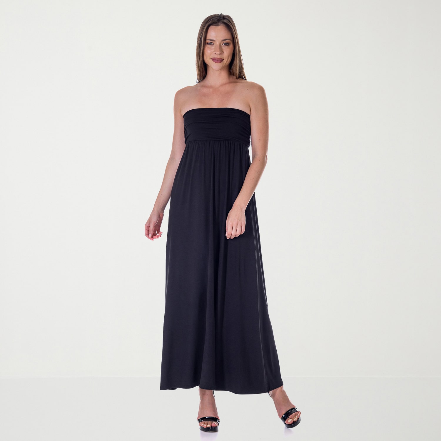 24seven Comfort Apparel Womens Straight Neck Sleeveless Maxi Dress