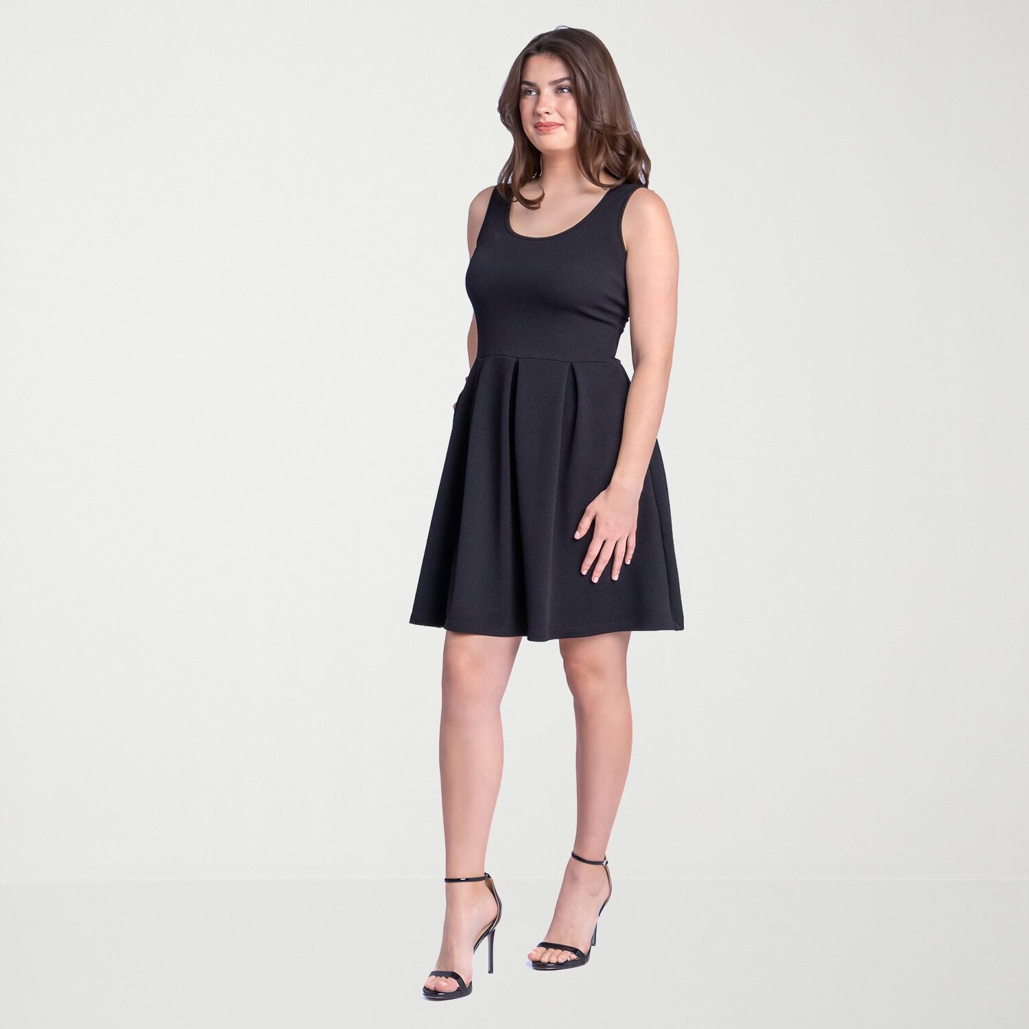 24seven Comfort Apparel Womens Scoop Neck Sleeveless Fit + Flare Dress