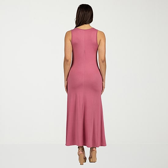 24seven Comfort Apparel Womens Scoop Neck Sleeveless Maxi Dress