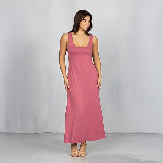 24seven Comfort Apparel Womens Scoop Neck Sleeveless Maxi Dress