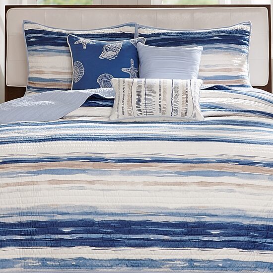 Madison Park Anchorage 6-Pc Printed Quilt Set With Throw Pillows