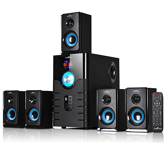 beFree Sound 5.1 Channel Surround Sound Bluetooth Speaker System- Blue