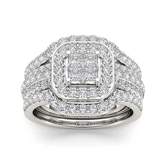 1 3/4 CT.T.W. Natural Diamond 10K White Gold Bridal Set