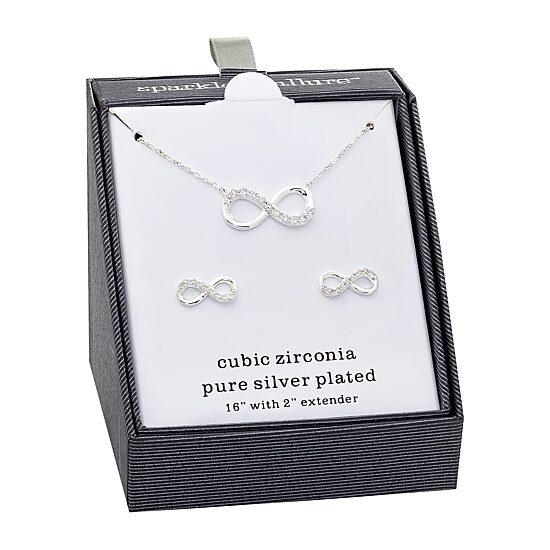 Sparkle Allure Womens Cubic Zirconia Pure Silver Over Brass Infinity 2-pc. Jewelry Set