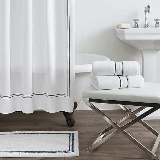 Fieldcrest Luxury Egyptian Cotton Loops Border Stripe Bath Towel