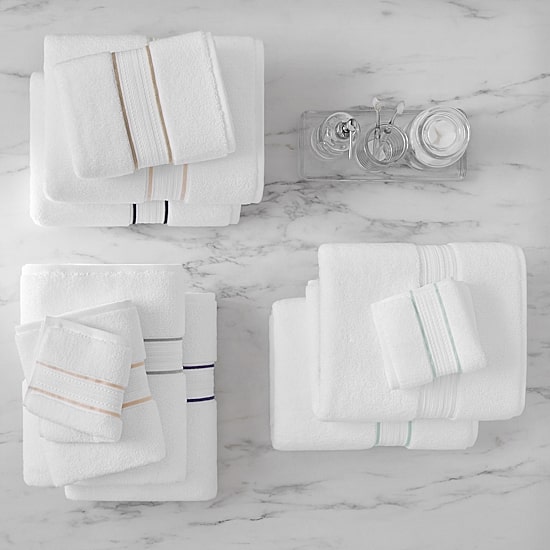 Fieldcrest Luxury Egyptian Cotton Loops Border Stripe Bath Towel