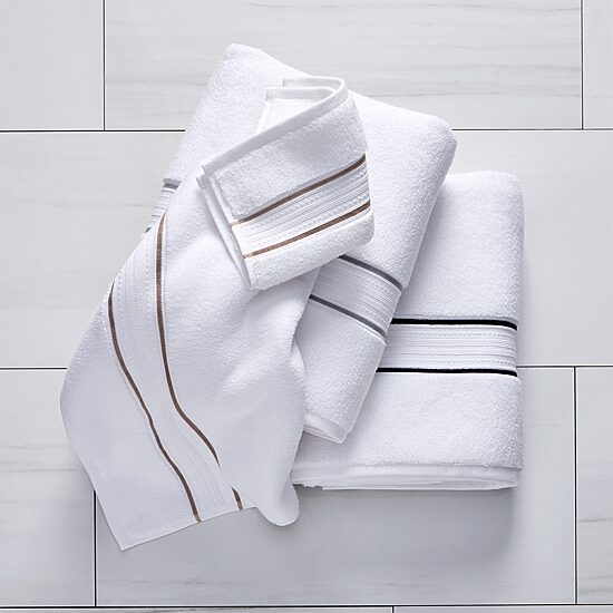 Fieldcrest Luxury Egyptian Cotton Loops Border Stripe Bath Towel