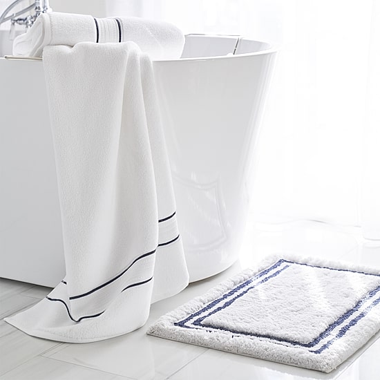 Fieldcrest Luxury Egyptian Cotton Loops Border Stripe Bath Towel