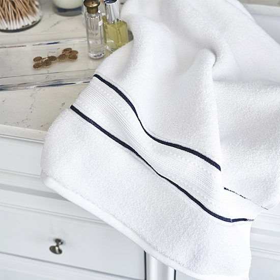Fieldcrest Luxury Egyptian Cotton Loops Border Stripe Bath Towel
