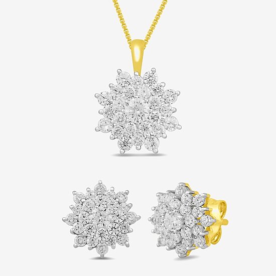 Womens 2 CT. T.W. Lab Grown White Diamond 10K Gold 2-pc. Jewelry Set