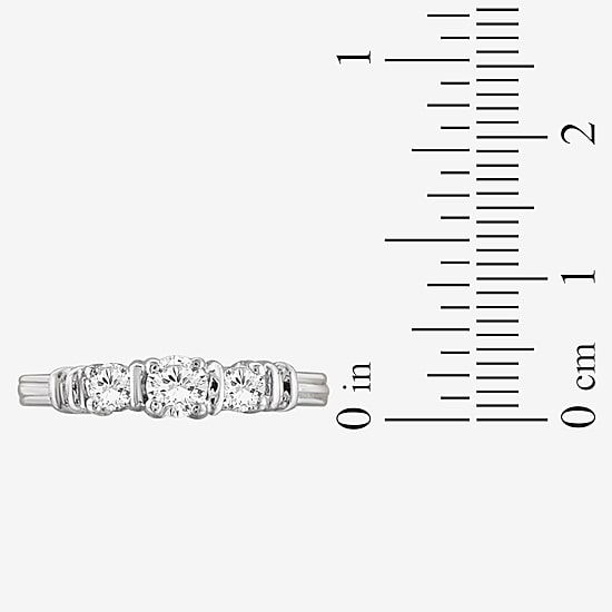 Womens 1 CT. T.W. Cubic Zirconia Sterling Silver 3-Stone Promise Ring
