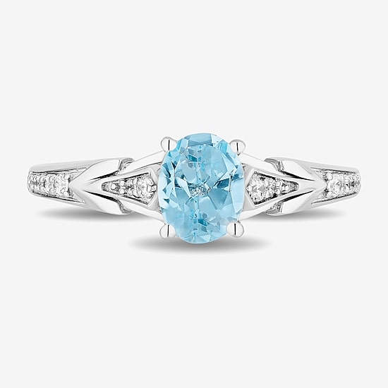 Womens 1/10 CT. T.W. Genuine Blue Topaz Sterling Silver Elsa Frozen Cocktail Ring