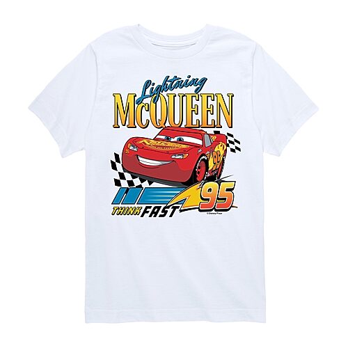 Disney Collection Little & Big Kid Boys Crew Neck Short Sleeve Regular Fit Cars Graphic T-Shirt, X-large, White