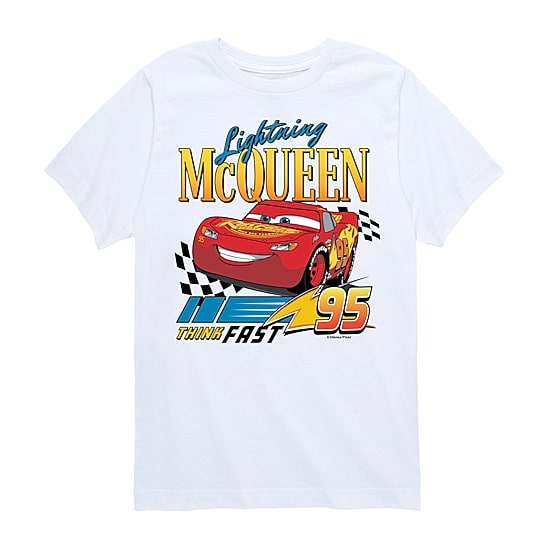 Disney Collection Little & Big Kid Boys Crew Neck Short Sleeve Regular Fit Cars Graphic T-Shirt