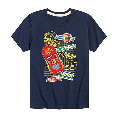 Disney Collection Little & Big Kid Boys Crew Neck Short Sleeve Regular Fit Cars Graphic T-Shirt, X-large, Blue