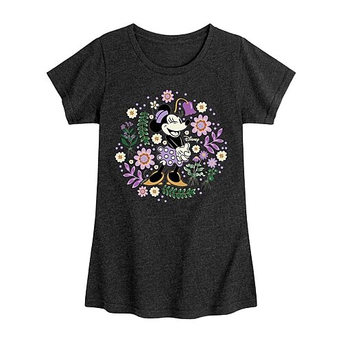 Disney Collection Little & Big Kid Girls Crew Neck Short Sleeve Regular Fit Minnie Mouse Graphic T-Shirt, X-large, Black