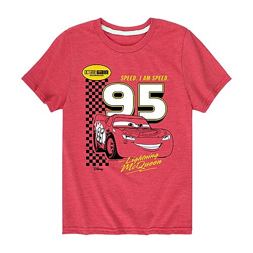 Disney Collection Little & Big Kid Boys Crew Neck Short Sleeve Regular Fit Cars Graphic T-Shirt, X-large, Red