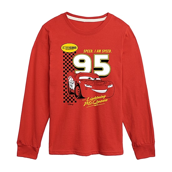 Disney Collection Little & Big Kid Boys Crew Neck Long Sleeve Regular Fit Cars Graphic T-Shirt