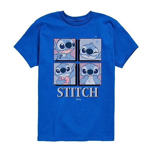 Disney Collection Little & Big Kid Boys Crew Neck Short Sleeve Regular Fit Lilo & Stitch Graphic T-Shirt, X-large, Blue