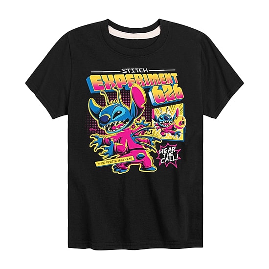Disney Collection Little & Big Kid Boys Crew Neck Short Sleeve Regular Fit Lilo & Stitch Graphic T-Shirt