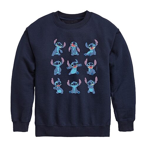 Disney Collection Little & Big Kid Boys Crew Neck Long Sleeve Regular Fit Lilo & Stitch Graphic T-Shirt, X-large, Blue