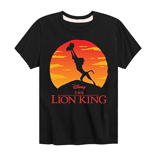 Disney Collection Little & Big Kid Boys Crew Neck Short Sleeve Regular Fit The Lion King Graphic T-Shirt, X-large, Black