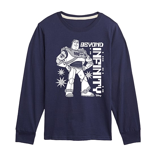 Disney Collection Little & Big Kid Boys Crew Neck Long Sleeve Regular Fit Buzz Lightyear Toy Story Graphic T-Shirt
