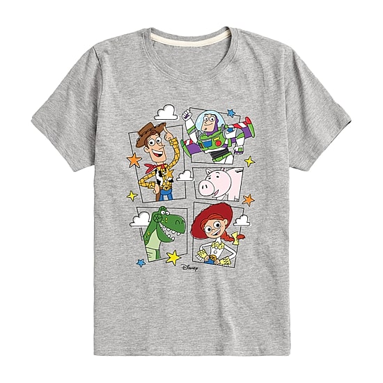 Disney Collection Little & Big Kid Boys Crew Neck Short Sleeve Regular Fit Buzz Lightyear Jessie Rex Graphic T-Shirt