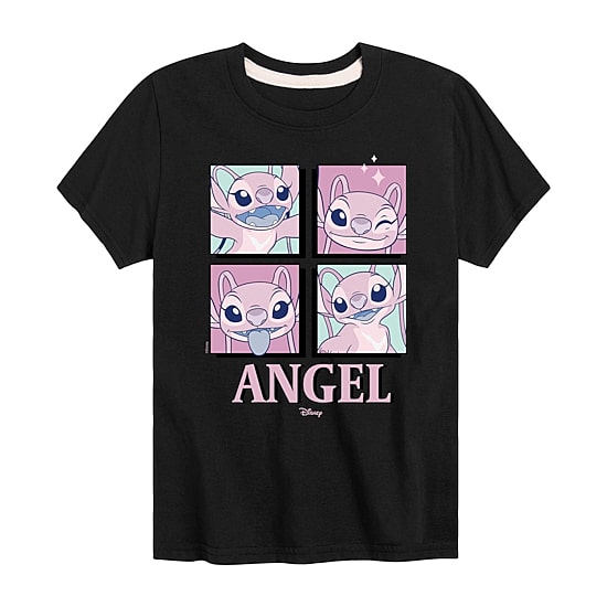 Disney Collection Little & Big Kid Girls Crew Neck Short Sleeve Regular Fit Lilo & Stitch Graphic T-Shirt