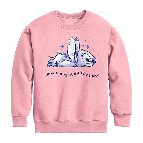 Disney Collection Little & Big Kid Girls Crew Neck Long Sleeve Lilo & Stitch Sweatshirt