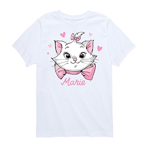 Disney Collection Little & Big Kid Girls Crew Neck Short Sleeve Regular Fit The Aristocats Graphic T-Shirt, Small, White