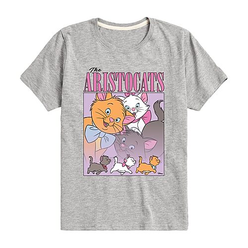 Disney Collection Little & Big Kid Girls Crew Neck Short Sleeve Regular Fit The Aristocats Graphic T-Shirt, X-large, Gray