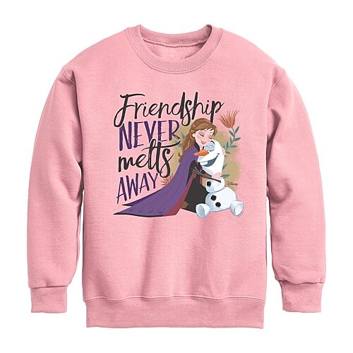 Disney Collection Little & Big Kid Girls Crew Neck Long Sleeve Regular Fit Frozen Graphic T-Shirt, Small, Pink