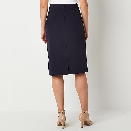 Liz Claiborne Womens Mid Rise Stretch Fabric Pencil Skirt
