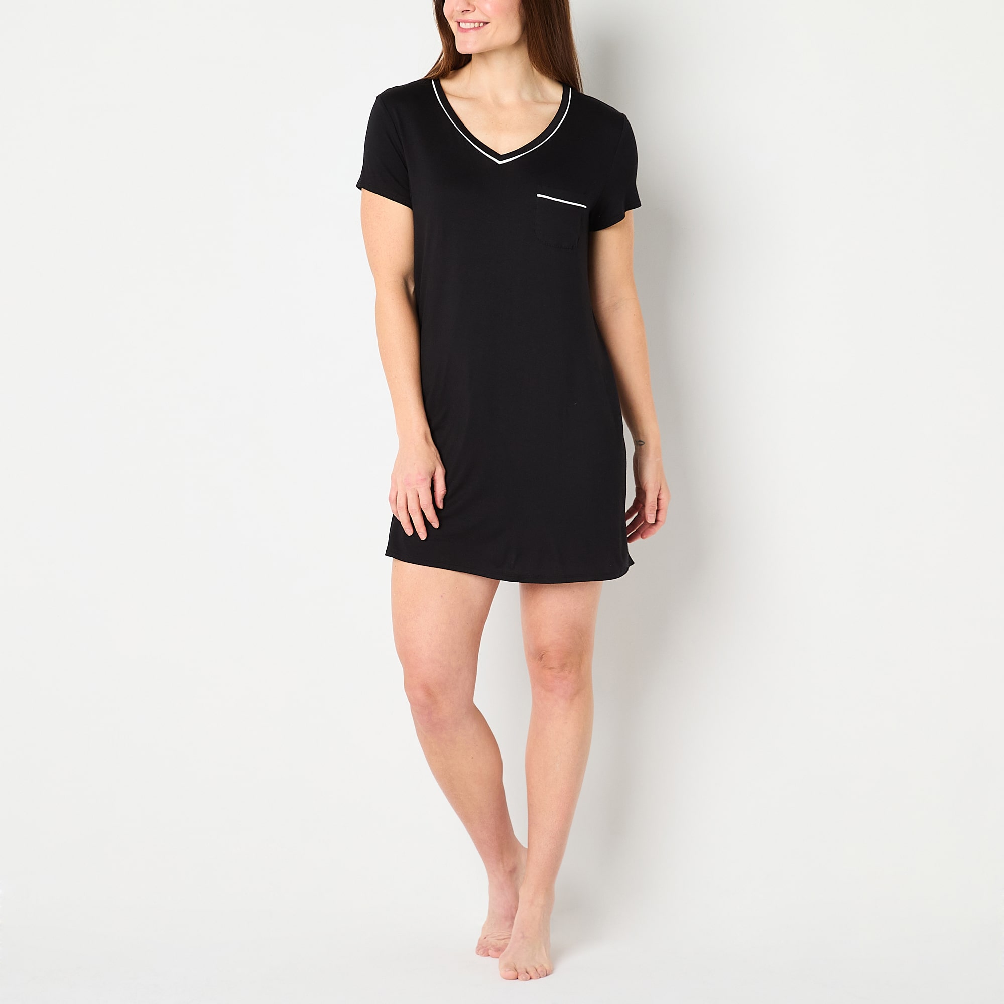 Liz Claiborne Cool and Calm Womens Short Sleeve Crew Neck Nightshirt