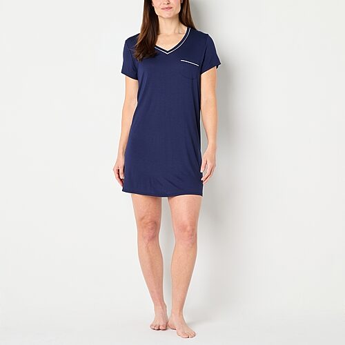 Liz Claiborne Cool and Calm Womens Short Sleeve Crew Neck Nightshirt, X-small, Blue