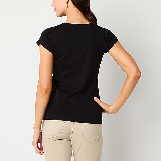 Liz Claiborne Womens V Neck Short Sleeve T-Shirt