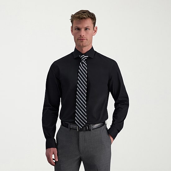 Haggar Mens Slim Fit Wrinkle Free Long Sleeve Dress Shirt