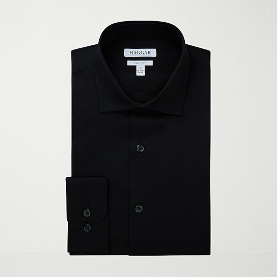Haggar Mens Slim Fit Wrinkle Free Long Sleeve Dress Shirt