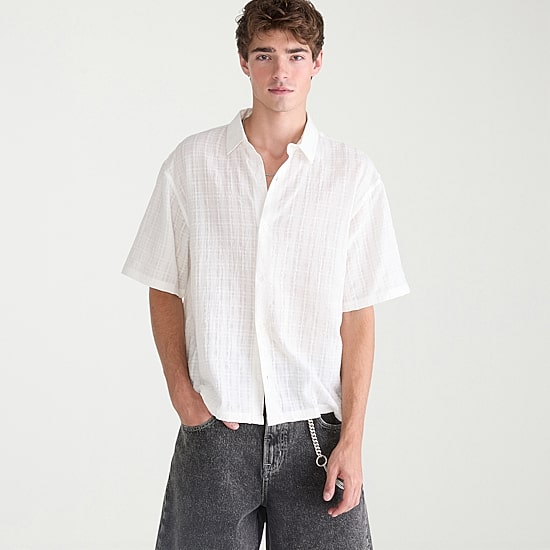 AEROPOSTALE Mens Short Sleeve Boxy Fit Button-Down Shirt