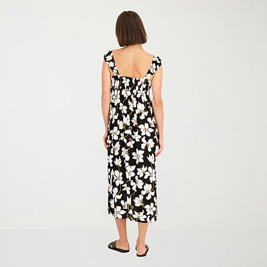 VOLCOM Womens Juniors Midi Scoop Neck Short Sleeve Sundress