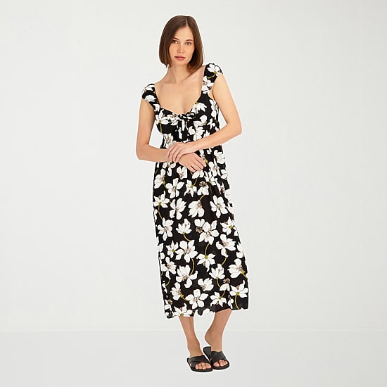 VOLCOM Womens Juniors Midi Scoop Neck Short Sleeve Sundress