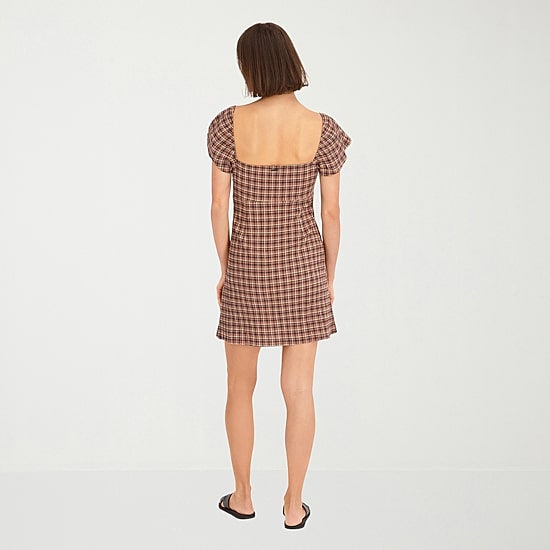 VOLCOM Womens Juniors V Neck Short Sleeve Sundress