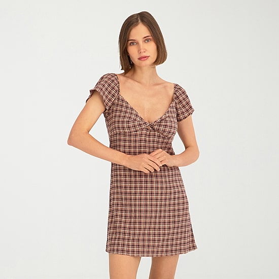 VOLCOM Womens Juniors V Neck Short Sleeve Sundress