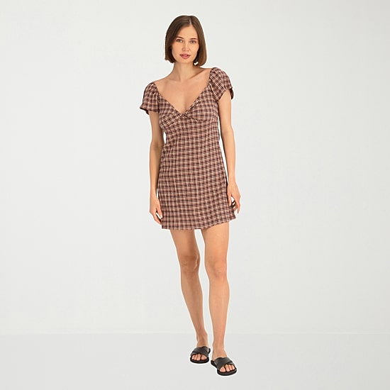 VOLCOM Womens Juniors V Neck Short Sleeve Sundress